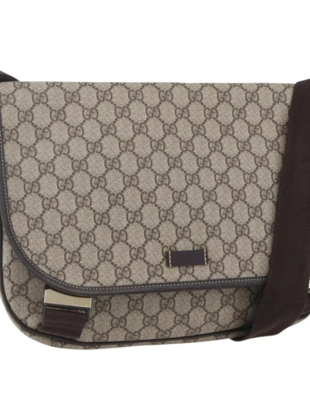 GUCCI GG Supreme Shoulder Bag PVC Beige Gold 201732 Auth SW1915